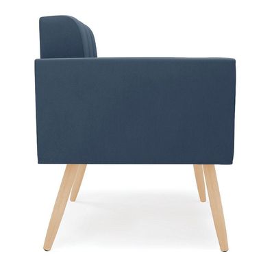Poltrona Elisa Suede Azul Marinho Pés Palito Natural - D'rossi