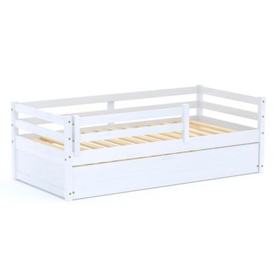 Bicama Solteiro Slim Rb Com Grade De Proteção Madeira Maciça Branco Housin