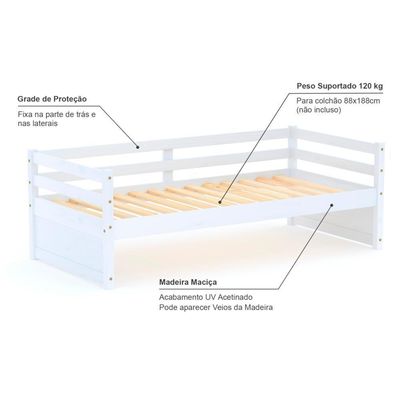 Cama Solteiro Slim Rb Madeira Maciça Branco Housin