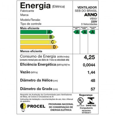 Ventilador De Mesa Arno 50cm Vb50 Xtreme Force Breezer Preto Com Azul 220v