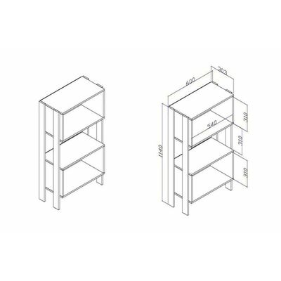 Estante Livreiro De Escritório Rt3092 C/ 2 Nichos Rustico/branco - Movelbento