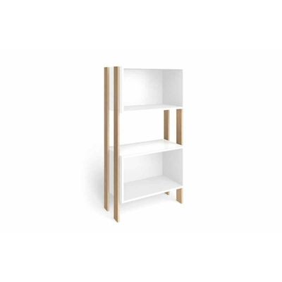 Estante Livreiro De Escritório Rt3092 C/ 2 Nichos Rustico/branco - Movelbento