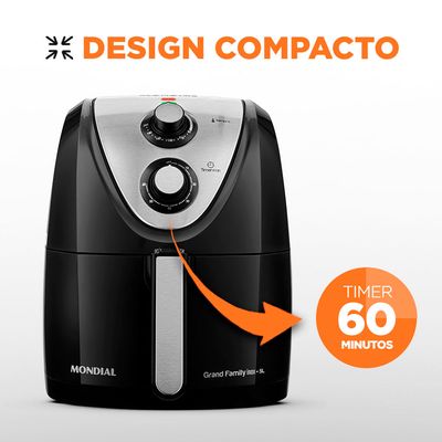 Fritadeira Elétrica Air Fryer Mondial Grand Family Inox AFN-50-BI 5L Preta - 220V UNICA