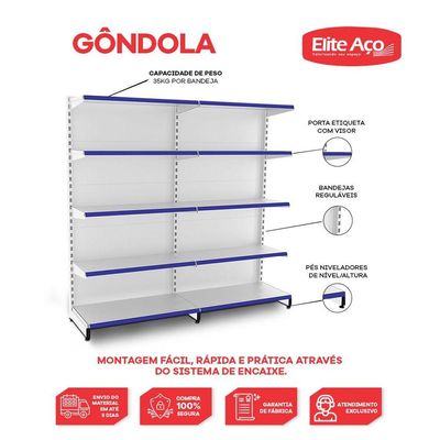 Gôndola Parede Prateleira Lateral 1 Inicial e 1 Continuação