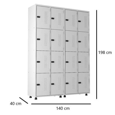 Armário Roupeiro Aço 16 Portas Guarda Volume Trinco