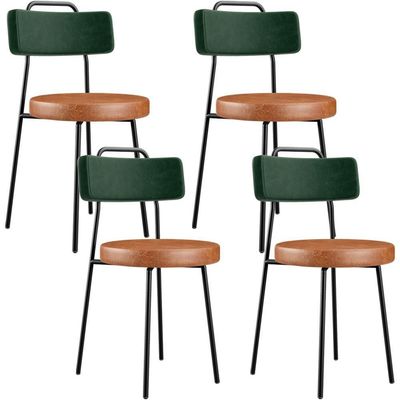 Kit 04 Cadeiras Estofada Para Sala Jantar Barcelona L02 Facto Verde Musgo Couríssimo Camel - Lyam