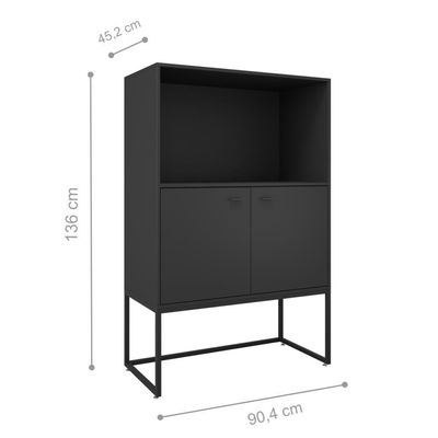 Conjunto De Armario Semi-aberto E Mesa Hektor Preto