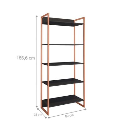 Conjunto Mesa Minimalista E Estante ártemis Preto Cobre
