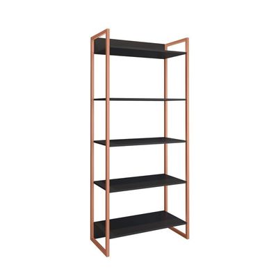 Conjunto Mesa Minimalista E Estante ártemis Preto Cobre