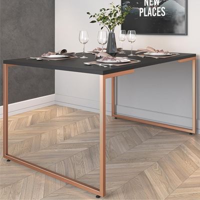 Conjunto Mesa Minimalista E Estante ártemis Preto Cobre