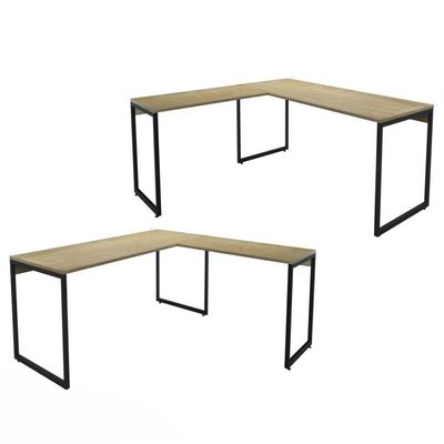 Conjunto De Mesas Em L Levi Natura Preto
