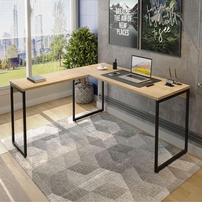 Conjunto De Mesas Em L Levi Natura Preto