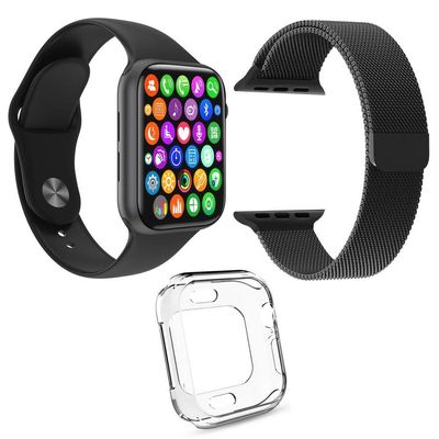 Kit Smartwatch Iwo9 Lite Preto+Pulseira Preta+Case Silicone