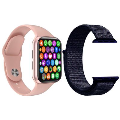 Kit Smartwatch Iwo8 Lite Plus Rosa + Pulseira Azul