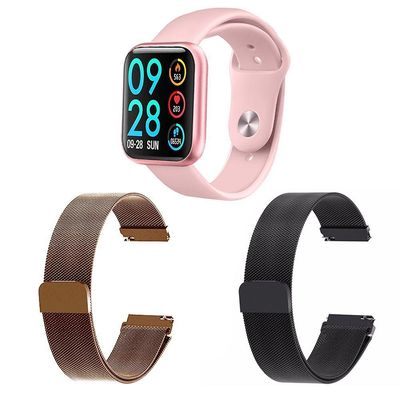 Kit Smartwatch P80 Rosa + 2 Pulseiras Preto E Rosê