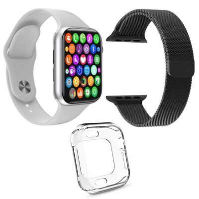 Kit 1 Relógio W34 S + Pulseira Aço Milanese + Case Silicone