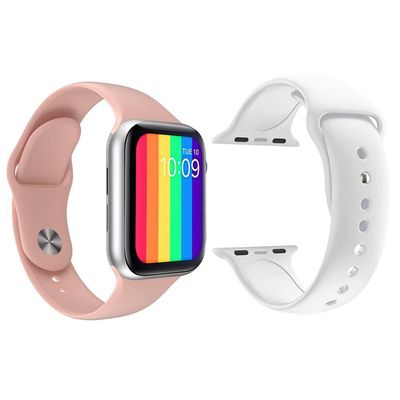 Kit Smartwatch Iwo12 Lite Rosa Android Ios+Pulseira Branco