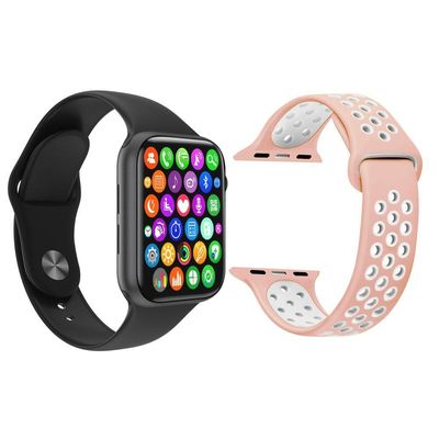 Kit 1 Smartwatch Iwo8 Lite Plus Preto + 1 Pulseira Rosa