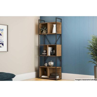 Estante Livreiro Casal Industrial Alta Li014 C/ 6 Nichos Freijo/preto - Kappesberg