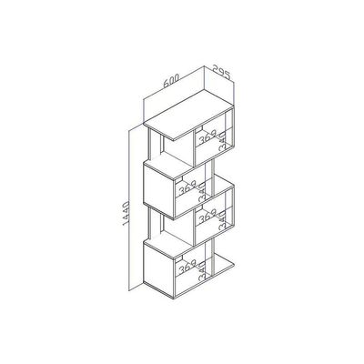 Estante Livreiro Solteiro Esm218 C/ 4 Nichos Preto - Movelbento