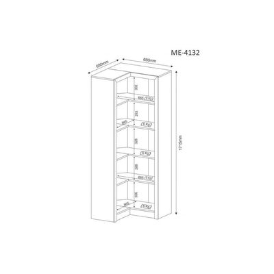 Estante Livreiro Casal Me4132 De Canto C/ 4 Prateleiras Nogal - Tecno Mobili