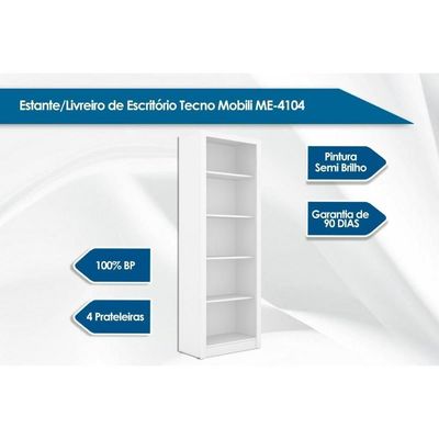 Estante Livreiro Casal Me4104 C/ 4 Prateleiras Amêndoa - Tecno Mobili