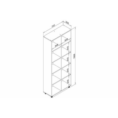 Estante Livreiro Solteiro Esm225 C/ 10 Nichos Branco - Movelbento
