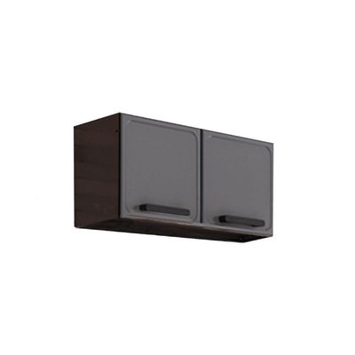 Armário Aéreo Cozinha Modulado Estilo 7004 C/ 2 Portas Cinza/grafite - Bertolini