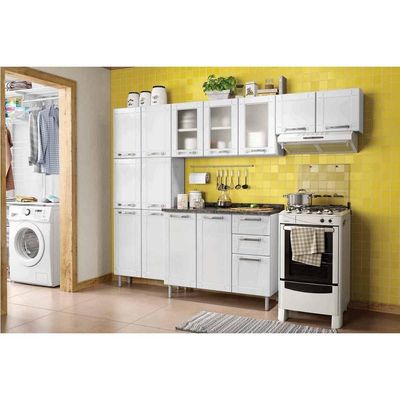 Armário Aéreo P/ Cozinha Múltipla 6010 3 Portas C/vidro 105cm Branco - Bertolini