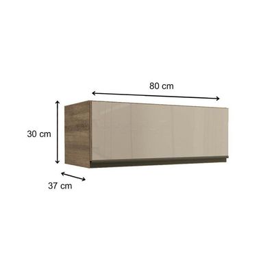 Armário Aéreo P/ Cozinha Maxxi G770 1 Porta Basculante C/vidro 80cm Nogal - Kappesberg