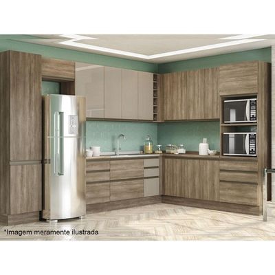 Armário De Cozinha Modulado Maxxi G769 1 Porta Basculante Nogal - Kappesberg