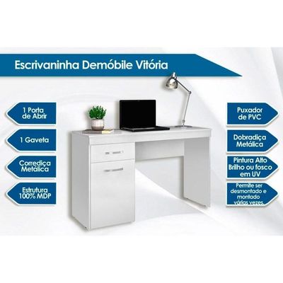 Escrivaninha P/ Escritório Vitória C/ 1 Porta E 1 Gaveta Nogal - Demóbile