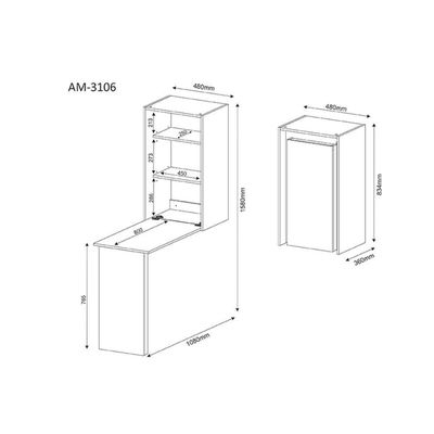 Armário Multiuso Casal Am3106 C/ Mesa Retrátil E 2 Prateleiras Branco - Tecno Mobili