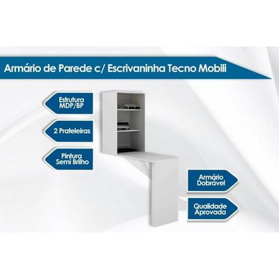 Armário Multiuso Lavanderia Am3106 C/ Mesa Retrátil E 2 Prateleiras Branco - Tecno Mobili