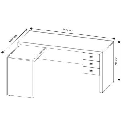 Mesa Canto P/escritório Me4106 C/ 3 Gavetas Amêndoa - Tecno Mobili