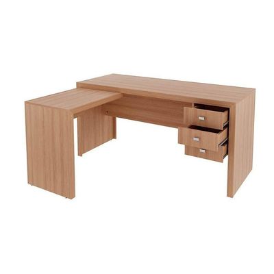 Mesa Canto P/escritório Me4106 C/ 3 Gavetas Amêndoa - Tecno Mobili