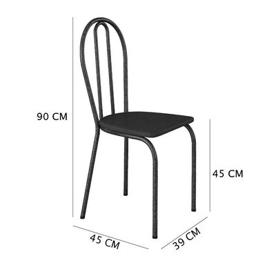 Kit 4 Cadeiras De Cozinha Texas Liso Preto Pés De Ferro Cromo Preto - Pallazio