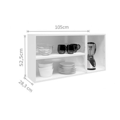 Armário Aéreo P/ Cozinha Múltipla 6010 3 Portas C/vidro 105cm Branco - Bertolini