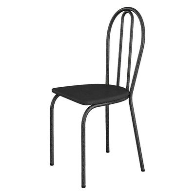 Kit 8 Cadeiras De Cozinha Texas Liso Preto Pés De Ferro Cromo Preto - Pallazio