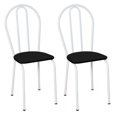 Kit 2 Cadeiras De Cozinha Texas Liso Preto Pés De Ferro Branco - Pallazio