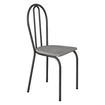 Kit 4 Cadeiras De Cozinha Texas Estampado Grafiato Pés De Ferro Cromo Preto - Pallazio