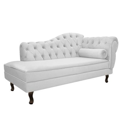 Kit Diva Recamier Diana 130cm Lado Esquerdo e 02 Poltronas Julia Suede Branco