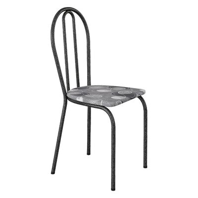 Kit 6 Cadeiras De Cozinha Texas Estampado Pará Pés De Ferro Cromo Preto - Pallazio