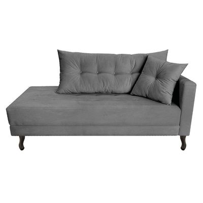Kit Diva Recamier Azura 185cm Lado Esquerdo e 02 Poltronas Classic Suede Cinza