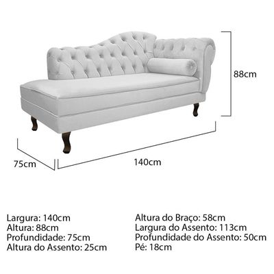 Kit Diva Recamier Diana 140cm Lado Esquerdo e 01 Poltrona Classic Suede Branco