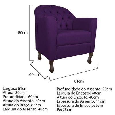 Kit Diva Recamier Diana 140cm Lado Direito e 02 Poltronas Julia Suede Roxo