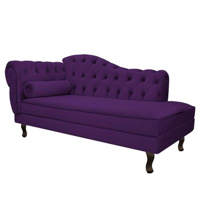 Kit Diva Recamier Diana 140cm Lado Direito e 02 Poltronas Julia Suede Roxo