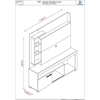 Estante Home Theater Madetec Ícaro Para Tv De Até 50U0027 - Madetec Cor Naturale/Off White