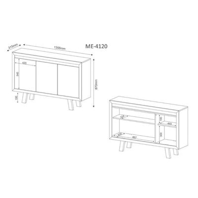 Balcão De Escritório Me4120 C/ 3 Portas Branco - Tecno Mobili