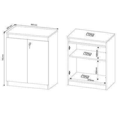 Balcão De Escritório Me4149 C/ 2 Portas C/ Chave Nogal - Tecno Mobili
